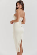 Strapless Evening Midi Dress-dresses > evening dress-Laventaire-Laventaire