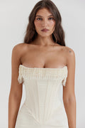 Strapless Evening Midi Dress-dresses > evening dress-Laventaire-Laventaire