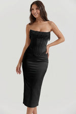 Strapless Evening Midi Dress