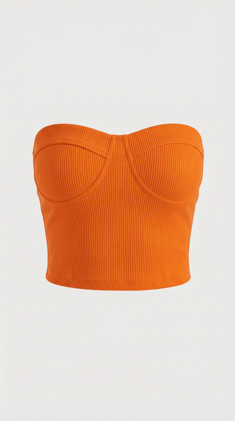 Strapless Fitted Crop Top-tops > crop tops > strapless crop tops-Laventaire-Laventaire