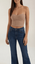 Strapless Fitted Crop Top-tops > crop tops > strapless crop tops-Laventaire-Laventaire