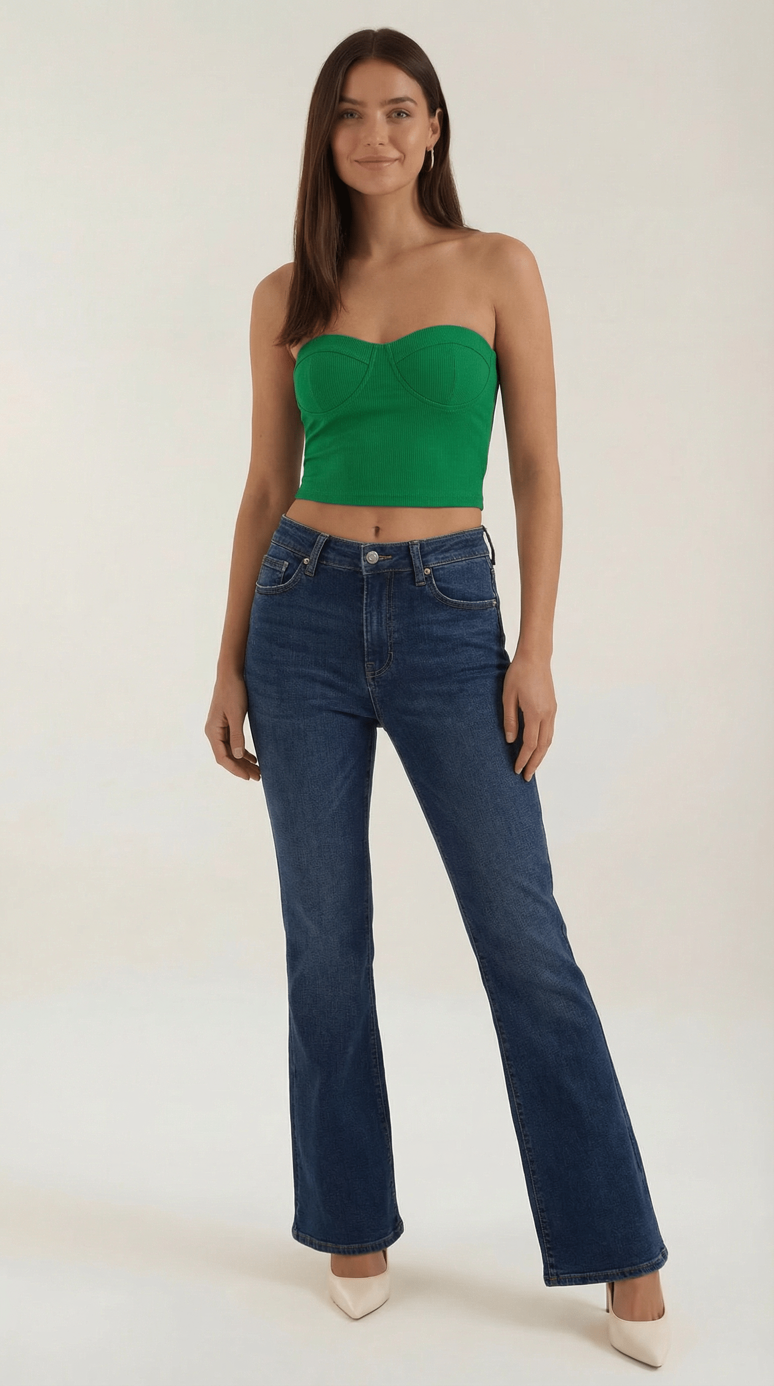 Strapless Fitted Crop Top-tops > crop tops > strapless crop tops-Laventaire-Green-One size-Laventaire