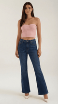 Strapless Fitted Crop Top-tops > crop tops > strapless crop tops-Laventaire-Pink-One size-Laventaire