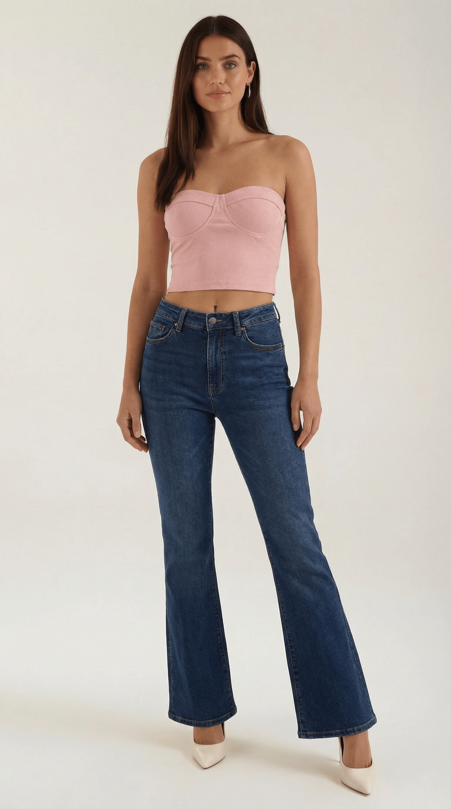 Strapless Fitted Crop Top-tops > crop tops > strapless crop tops-Laventaire-Pink-One size-Laventaire
