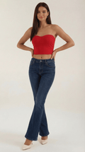 Strapless Fitted Crop Top-tops > crop tops > strapless crop tops-Laventaire-Red-One size-Laventaire