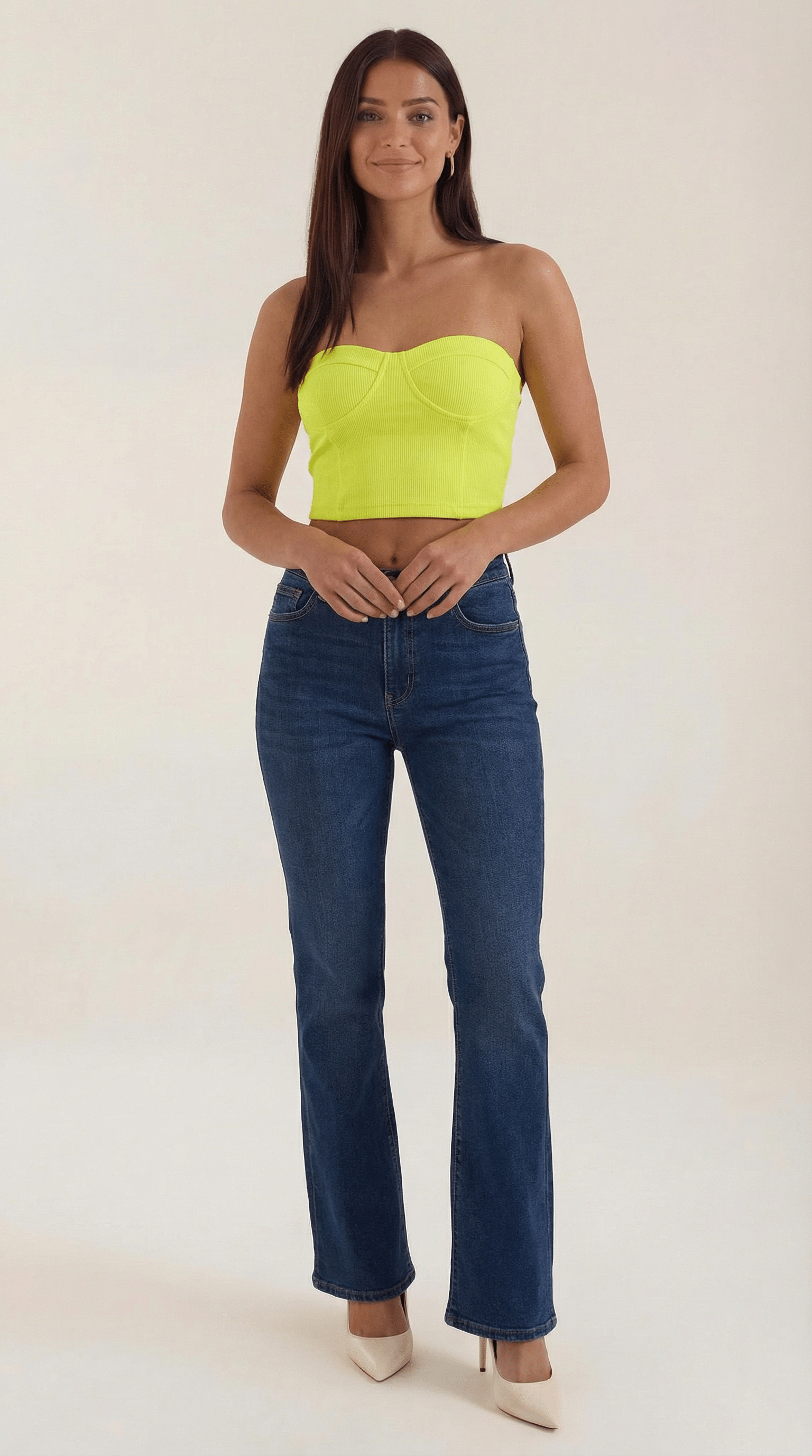 Strapless Fitted Crop Top-tops > crop tops > strapless crop tops-Laventaire-Yellow-One size-Laventaire