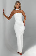 Strapless Formal Maxi Dress-dresses > maxi dress-Laventaire-White-S-Laventaire