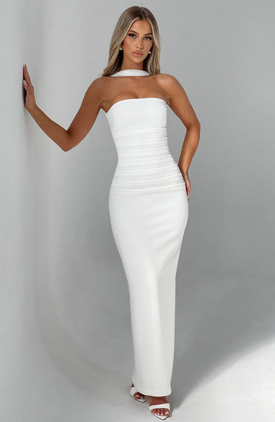 Strapless Formal Maxi Dress-dresses > maxi dress-Laventaire-White-S-Laventaire