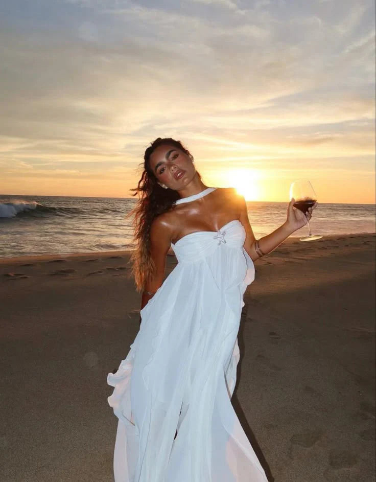 Strapless Layered Maxi Dress-dresses > maxi dress-Laventaire-White-S-Laventaire
