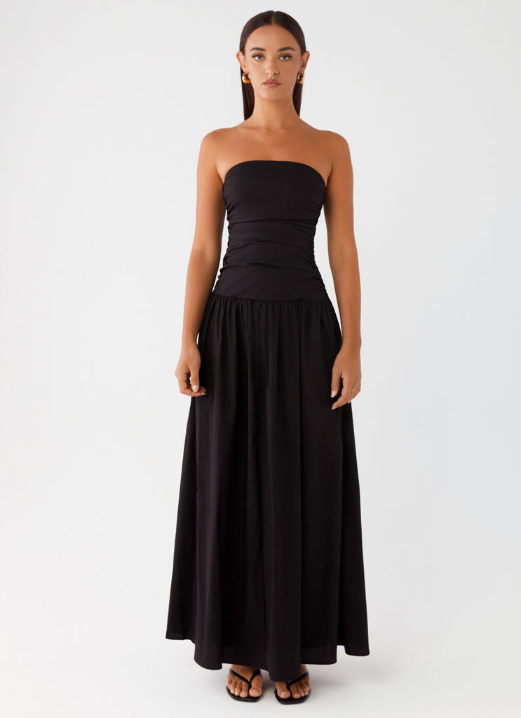 Strapless Maxi Dress-dresses > maxi dress-Laventaire-Black-S-Laventaire