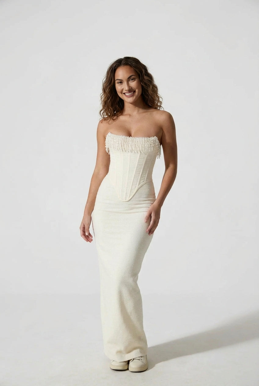 Strapless Maxi Evening Gown-dresses > evening gown-Laventaire-Laventaire