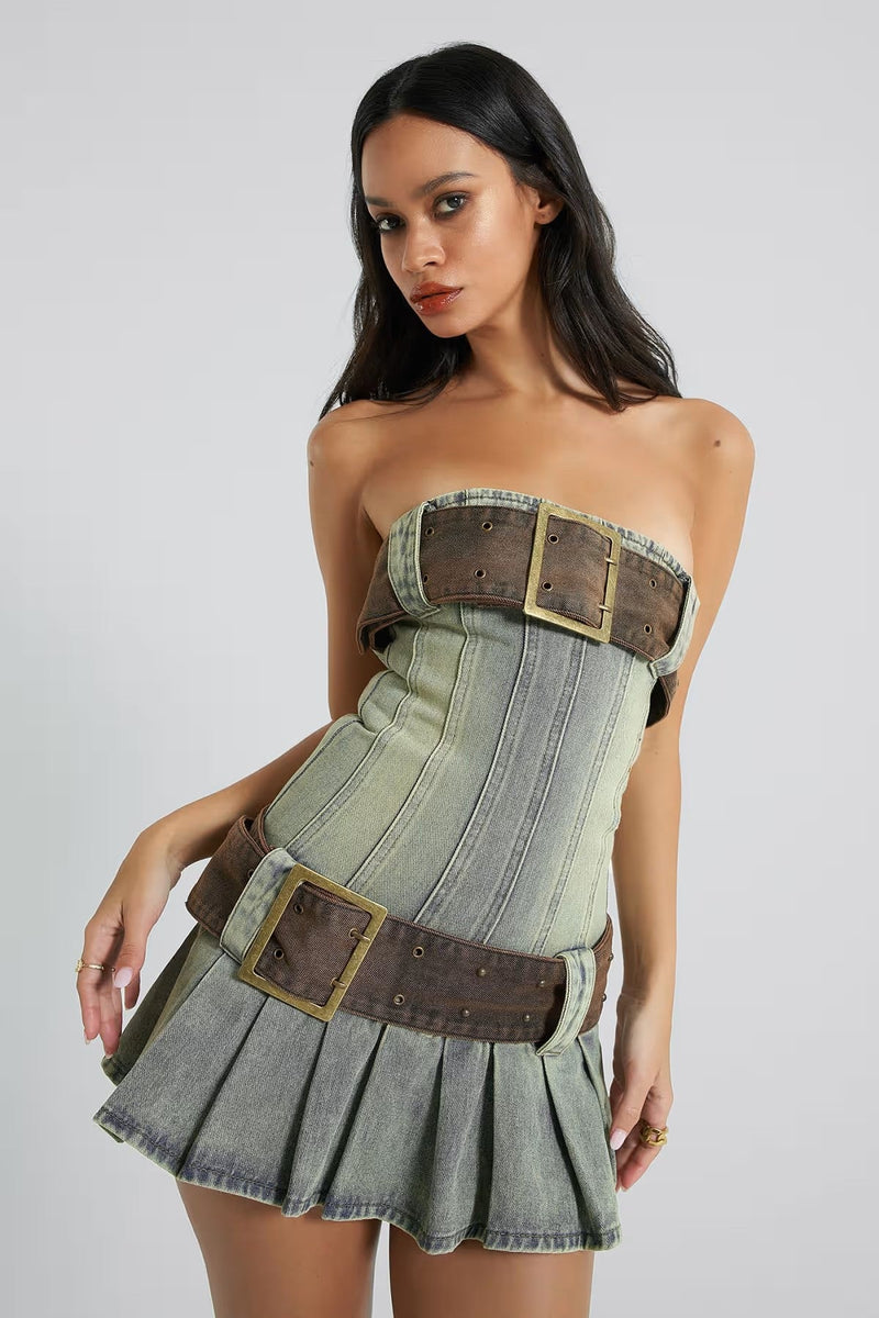 Strapless Mini Dress-dresses > mini dress-Laventaire-Laventaire