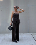 Strapless Wide Leg Outfit Set-sets > wide leg set-Laventaire-Laventaire