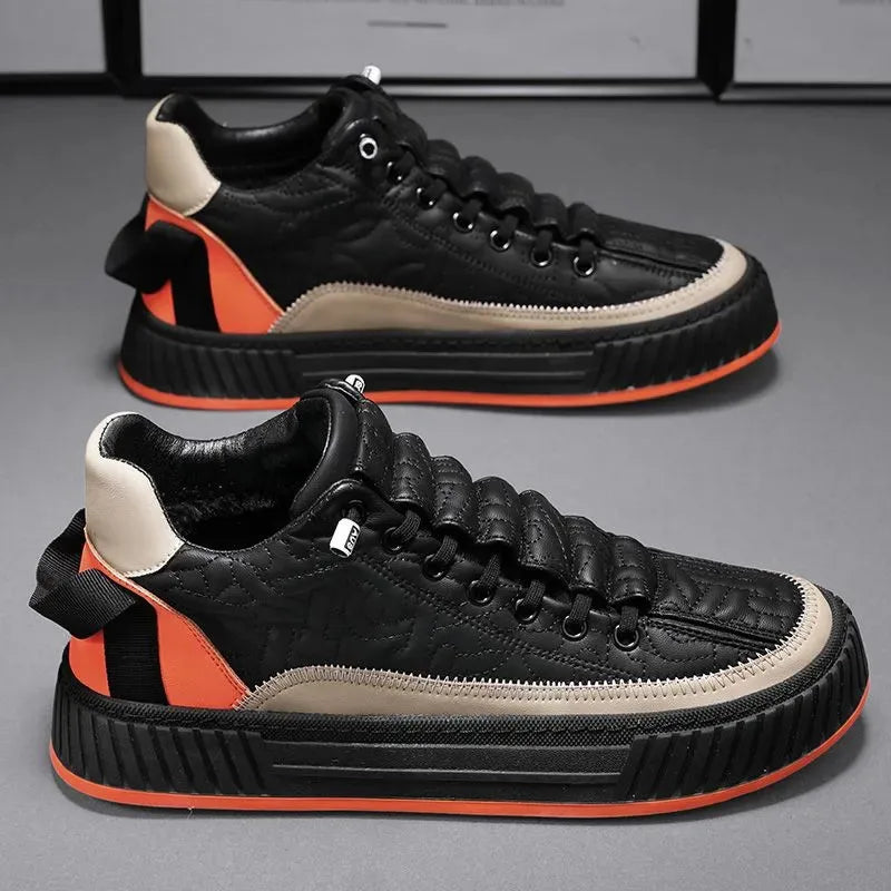 Street Style Quilted Sneakers-footwear > sneakers-Laventaire-Orange-38-Laventaire
