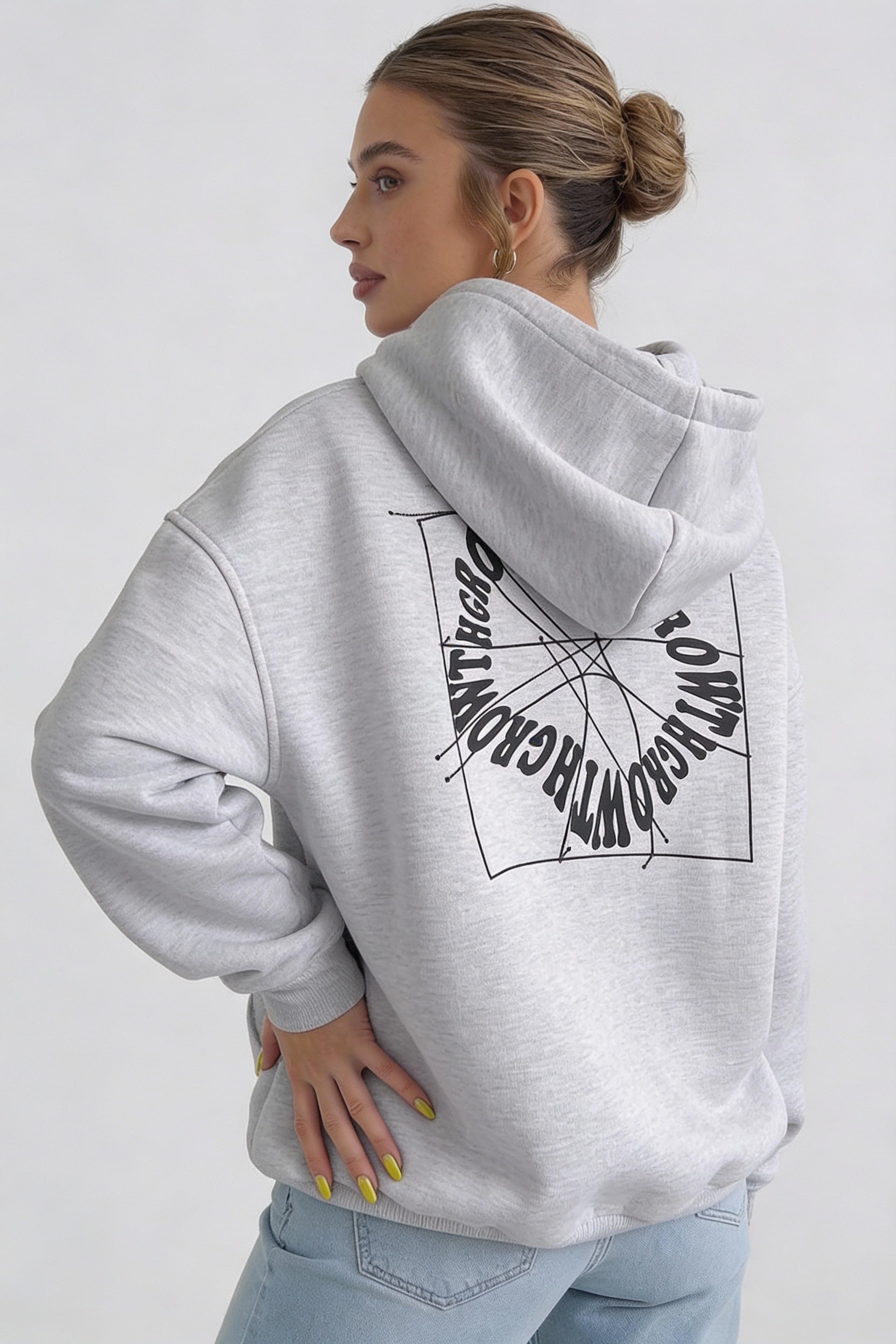 Streetwear Print Oversized Hoodie-hoodies > oversized hoodie-Laventaire-Light Gray-M-Laventaire