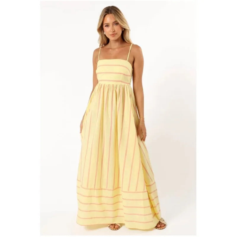 Striped Midi Dress-dresses > midi dress-Laventaire-Laventaire