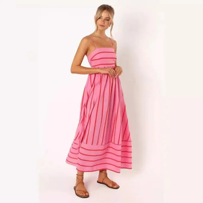 Striped Midi Dress-dresses > midi dress-Laventaire-Laventaire