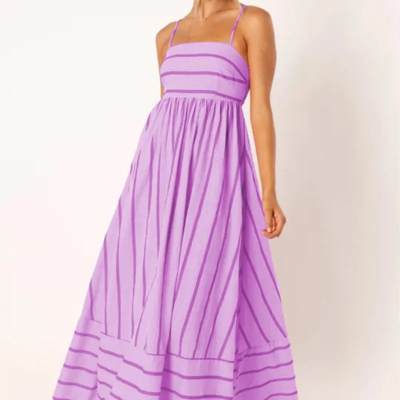 Striped Midi Dress-dresses > midi dress-Laventaire-Laventaire