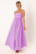 Striped Midi Dress-dresses > midi dress-Laventaire-Purple-S-Laventaire