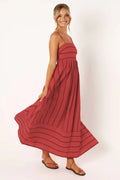 Striped Midi Dress-dresses > midi dress-Laventaire-Red-S-Laventaire
