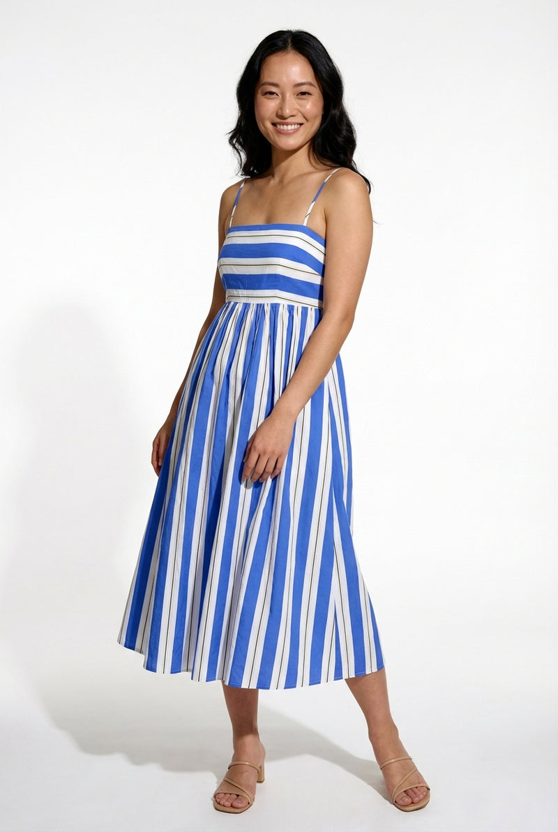 Striped Midi Dress-dresses > midi dress-Laventaire-Striped-S-Laventaire
