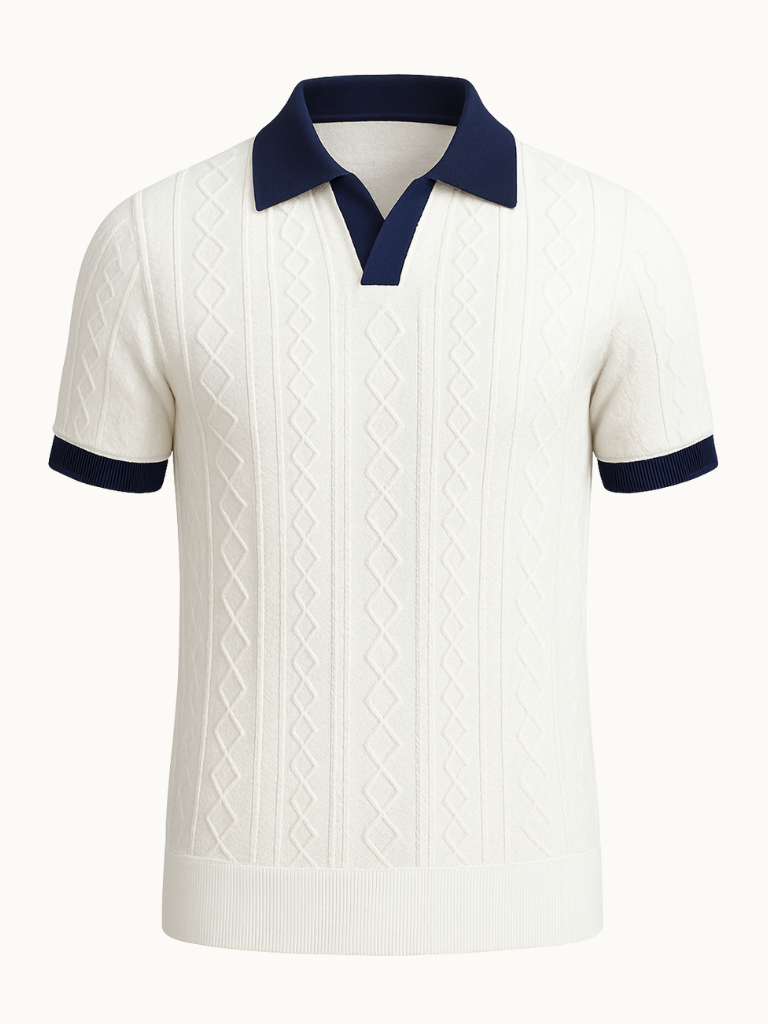 Structured Knit Polo Shirt-shirts > polo shirts-Laventaire-Laventaire