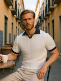 Structured Knit Polo Shirt-shirts > polo shirts-Laventaire-Laventaire