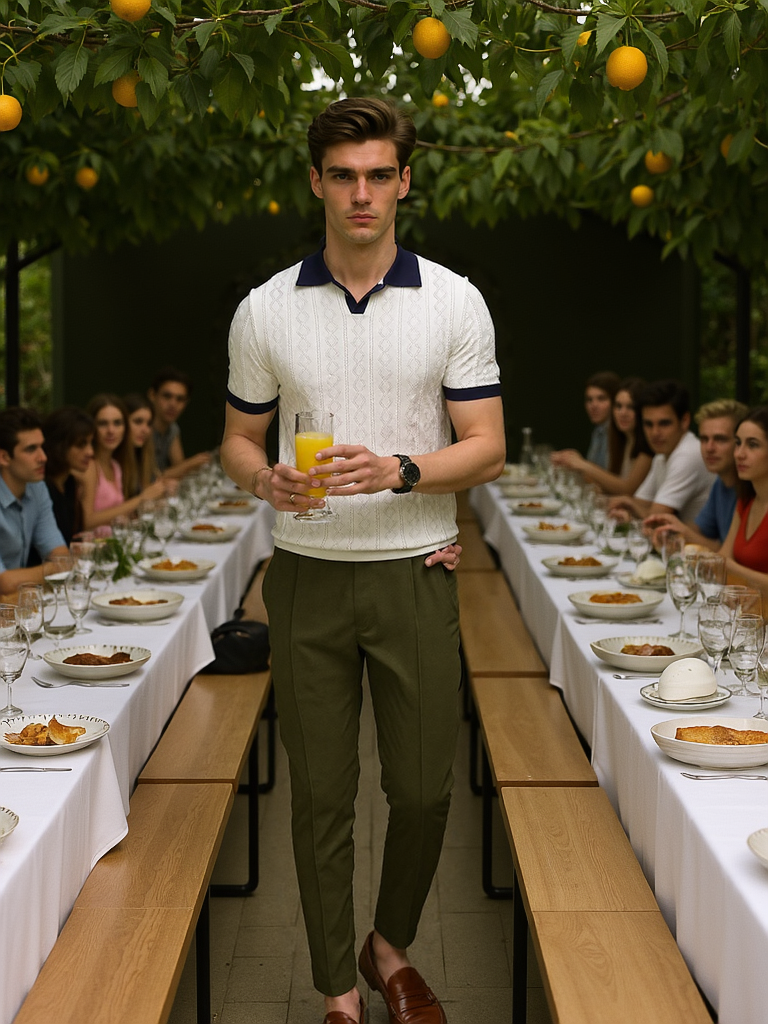 Structured Knit Polo Shirt-shirts > polo shirts-Laventaire-Laventaire