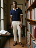 Structured Knit Polo Shirt-shirts > polo shirts-Laventaire-Laventaire