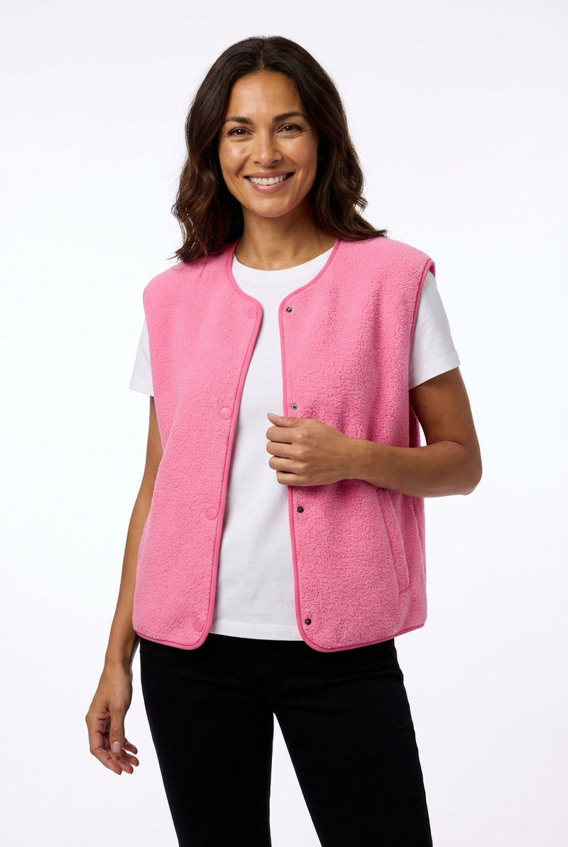 Structured Sleeveless Gilet-outerwear > gilet-Laventaire-Baby Pink-S-Laventaire