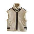 Structured Sleeveless Vest-vest > sleeveless vest-Laventaire-Beige-XS-Laventaire
