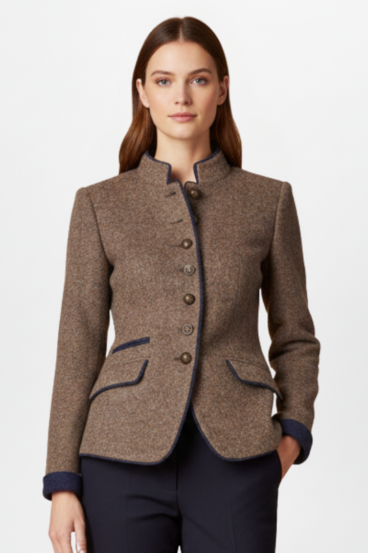 Structured Stand Collar Jacket-jackets > structured jackets-Laventaire-Laventaire