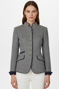 Structured Stand Collar Jacket-jackets > structured jackets-Laventaire-Gray-S-Laventaire