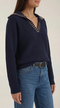 Studded V-Neck Sweater-sweaters > v-neck sweater-Laventaire-Laventaire