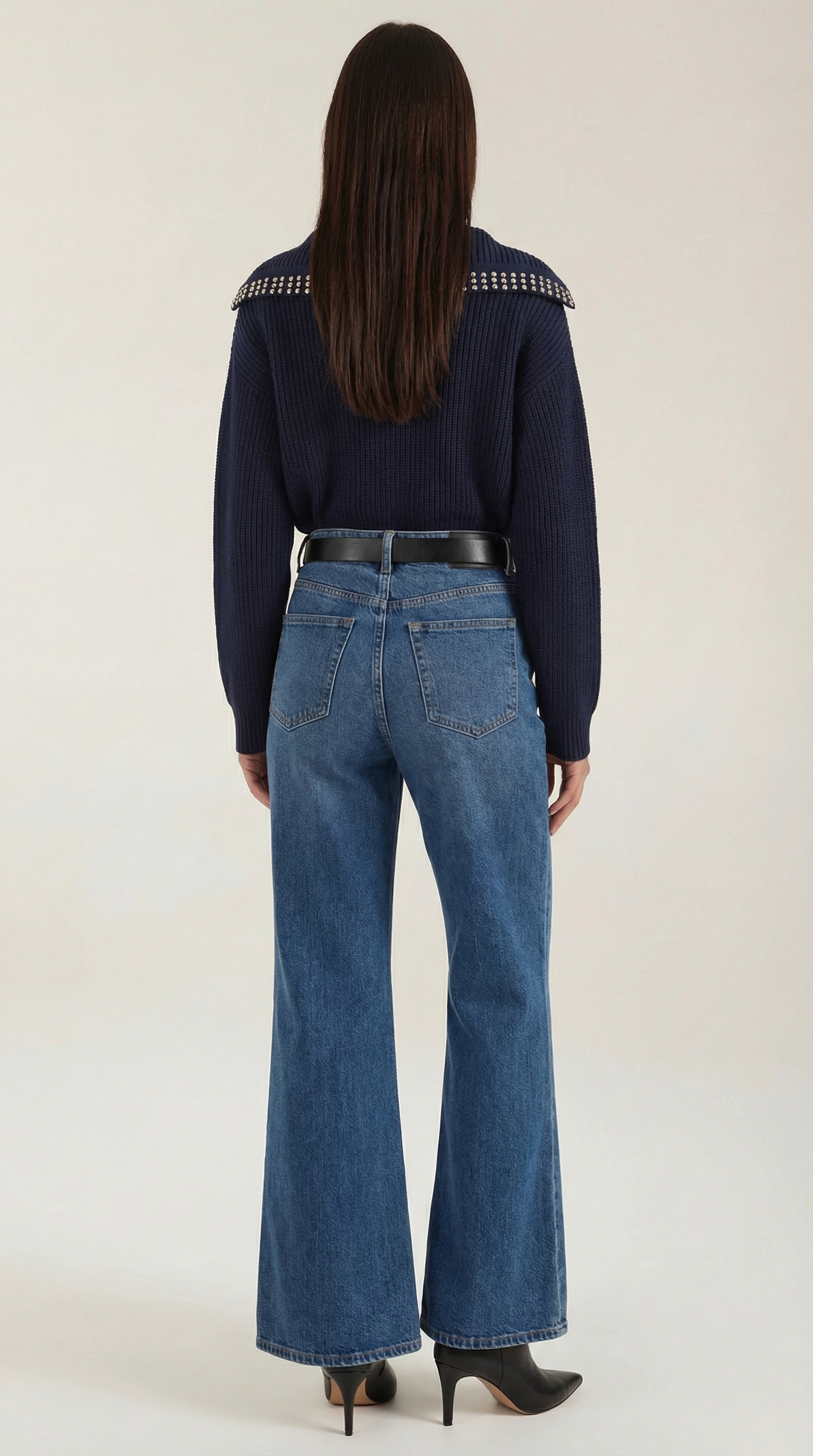 Studded V-Neck Sweater-sweaters > v-neck sweater-Laventaire-Laventaire