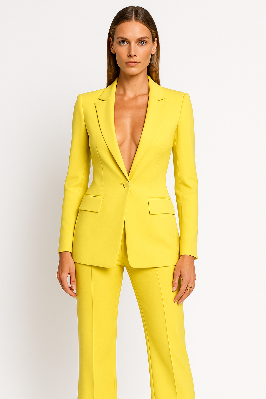 Stylish Wide Leg Set-trousers > wide leg trousers set-Laventaire-Yellow-S-Laventaire