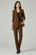 Suit Set Blazer Trousers-suits > suit set-Laventaire-Dark Brown-S-Laventaire