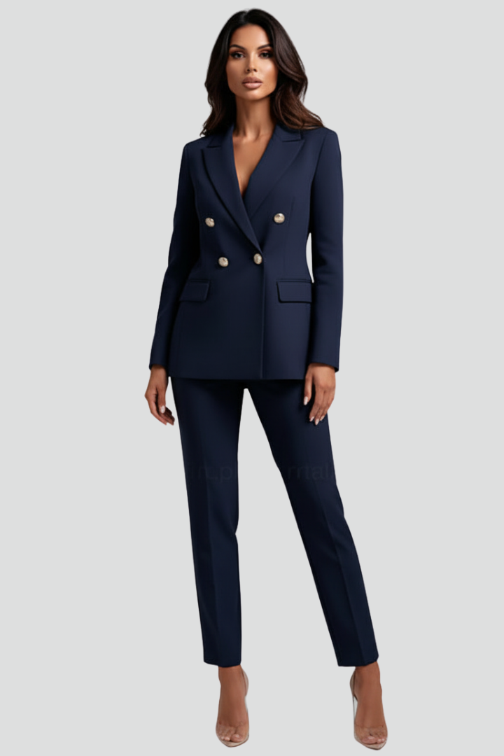 Suit Set Trousers Blazer-suits > suit set-Laventaire-Navy Blue-S-Laventaire