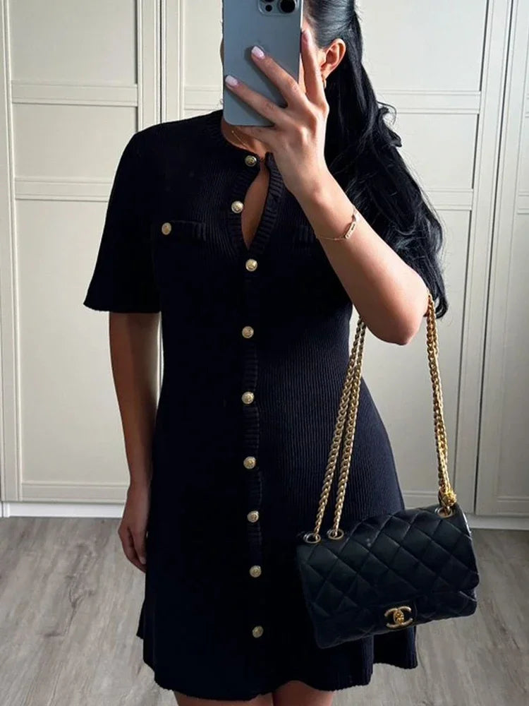 Summer Fit-and-Flare Mini Dress-dresses > fit-and-flare dress-Laventaire-Black-S-Laventaire