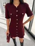Summer Fit-and-Flare Mini Dress-dresses > fit-and-flare dress-Laventaire-Burgundy-S-Laventaire