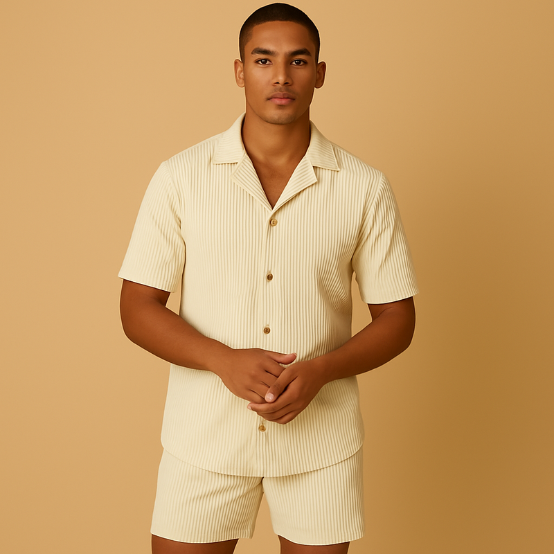 Summer Outfit Two-Piece Set-outfits > two-piece outfits-Laventaire-Beige-S-Laventaire