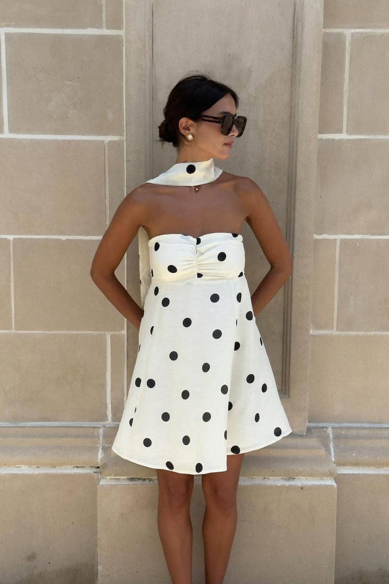 Summer Polka Dot Dress-dresses > mini dress-Laventaire-Laventaire