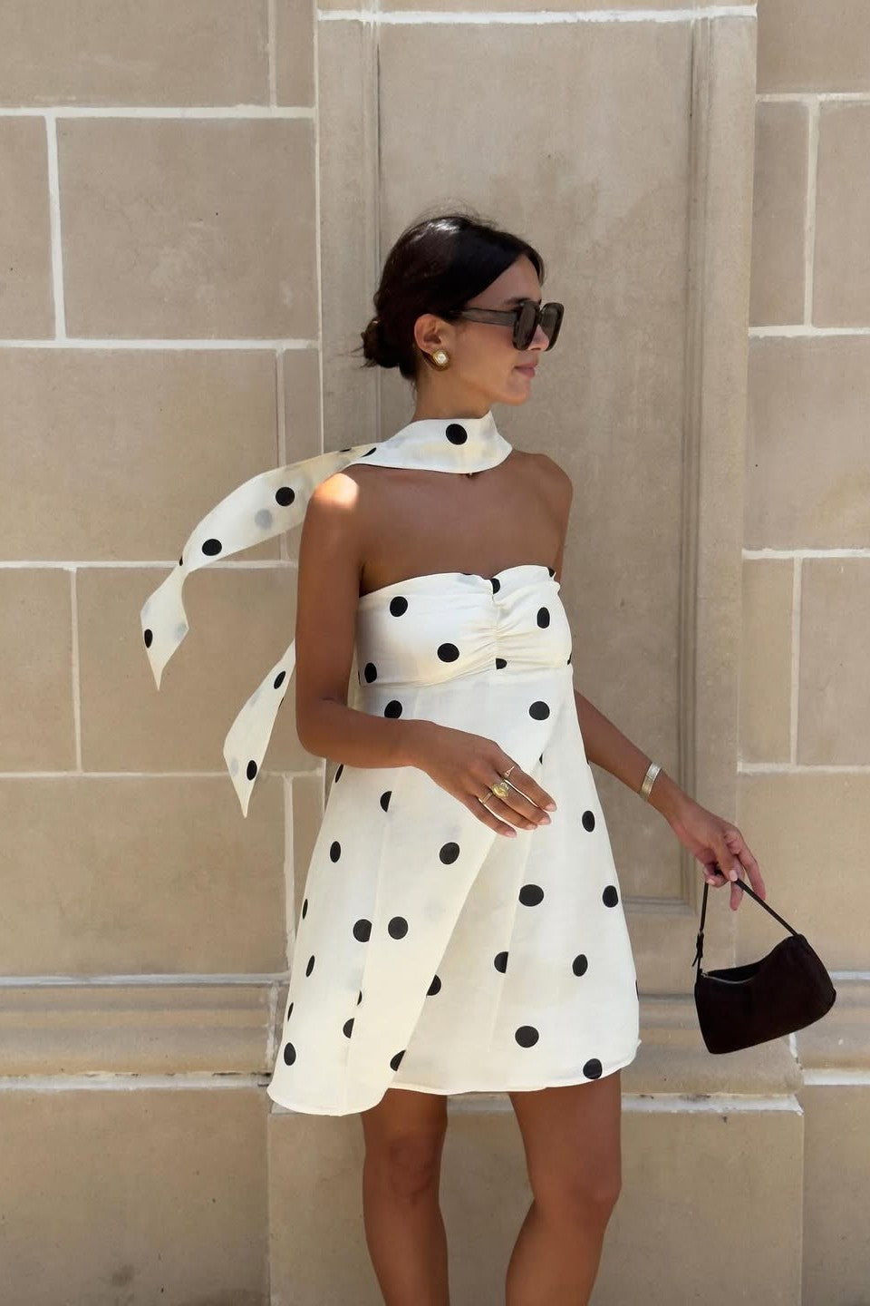 Summer Polka Dot Dress-dresses > mini dress-Laventaire-Laventaire