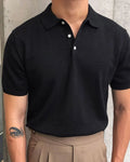 Summer Slim Fit Polo Shirt-shirts > polo shirts-Laventaire-Black-M-Laventaire