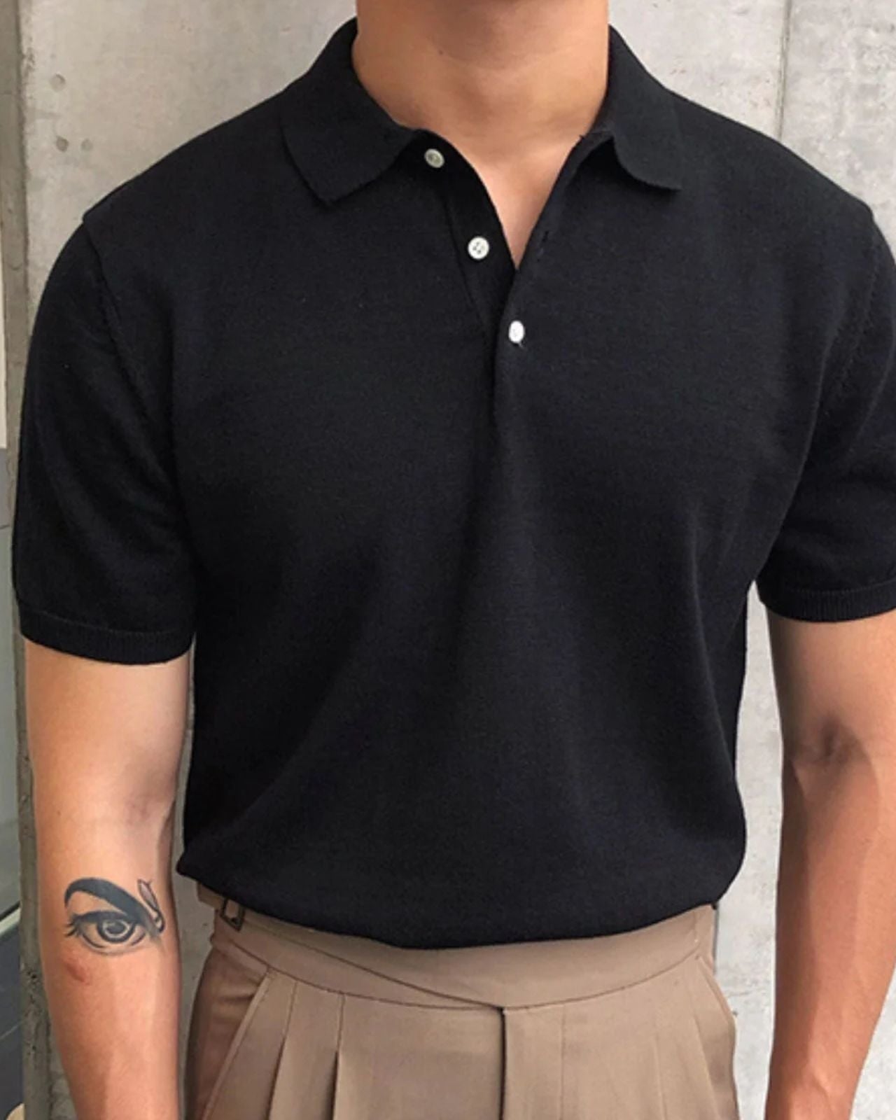 Summer Slim Fit Polo Shirt-shirts > polo shirts-Laventaire-Black-M-Laventaire