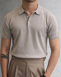 Summer Slim Fit Polo Shirt-shirts > polo shirts-Laventaire-Light Beige-M-Laventaire