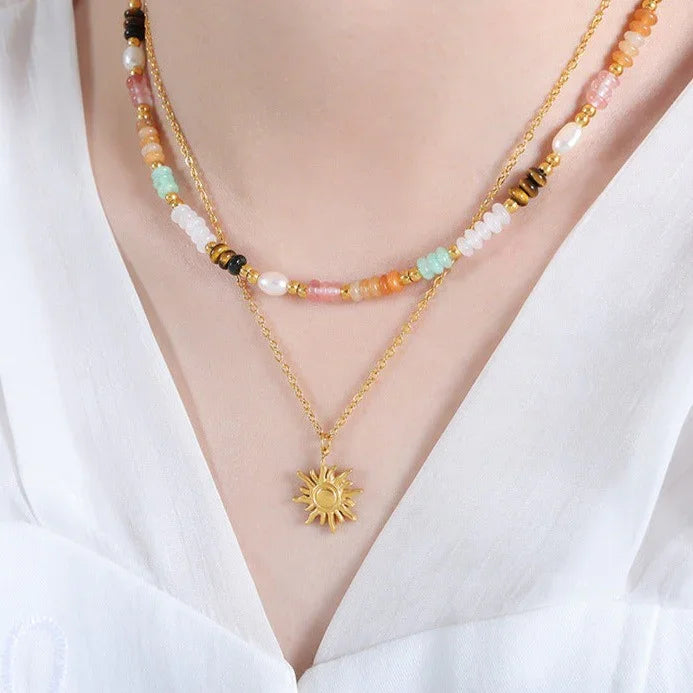 Sun Pendant Necklace-jewelry > necklaces > pendant necklaces-Laventaire-Laventaire