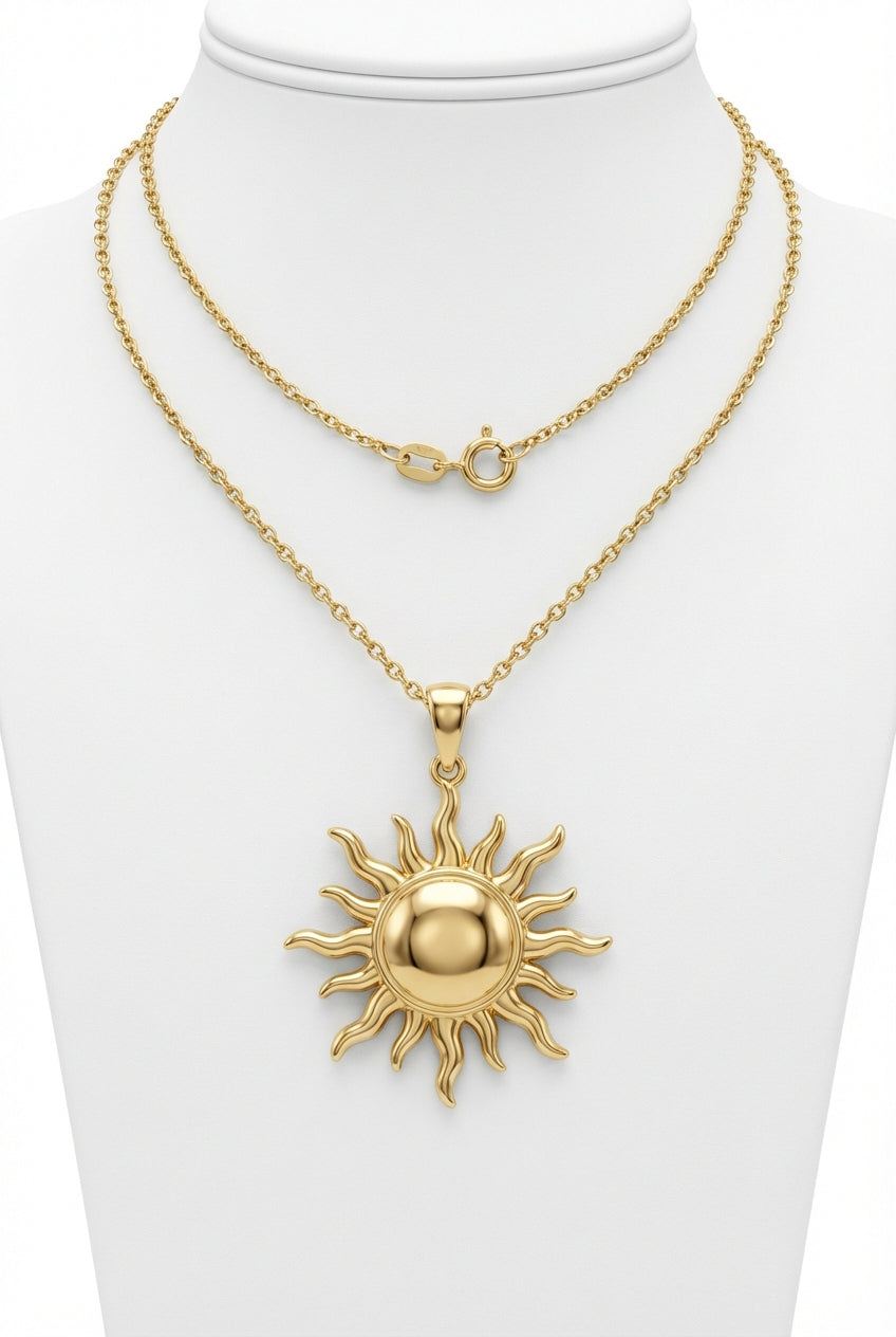Sun Pendant Necklace-jewelry > necklaces > pendant necklaces-Laventaire-Gold-One Size-Laventaire
