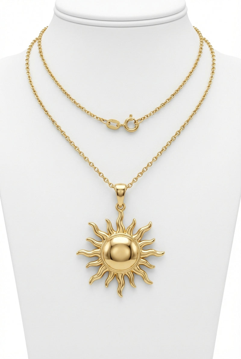 Sun Pendant Necklace-jewelry > necklaces > pendant necklaces-Laventaire-Gold-One Size-Laventaire