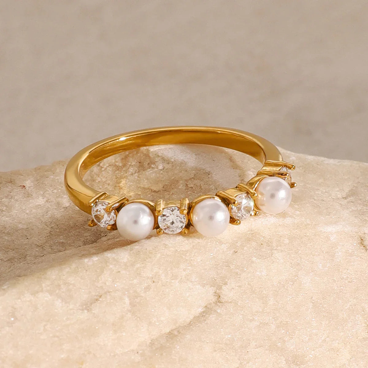 Synthetic Pearl Accent Statement Ring-jewelry > rings > statement rings-Laventaire-Laventaire
